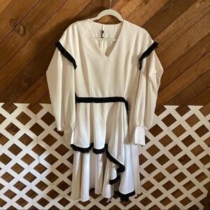 Adeam asymmetrical ruffle long sleeved dress size 4